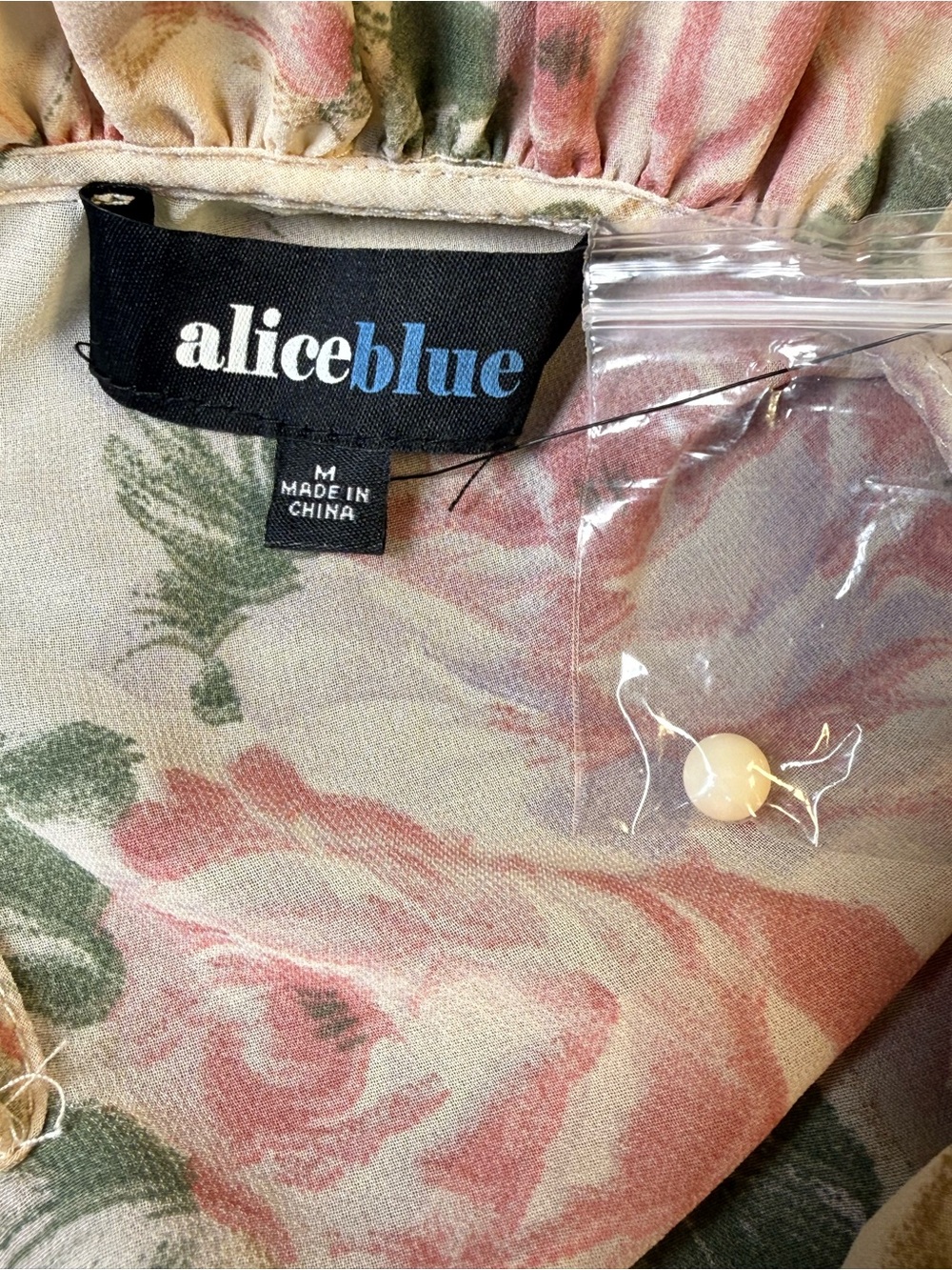 Alice Blue Floral Peplum Blouse M Ruffle Lace Long Sleeve Cottagecore Boho NWT - Picture 6 of 14
